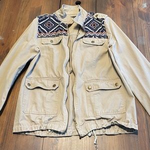 Women’s denim khaki jacket. Medium.